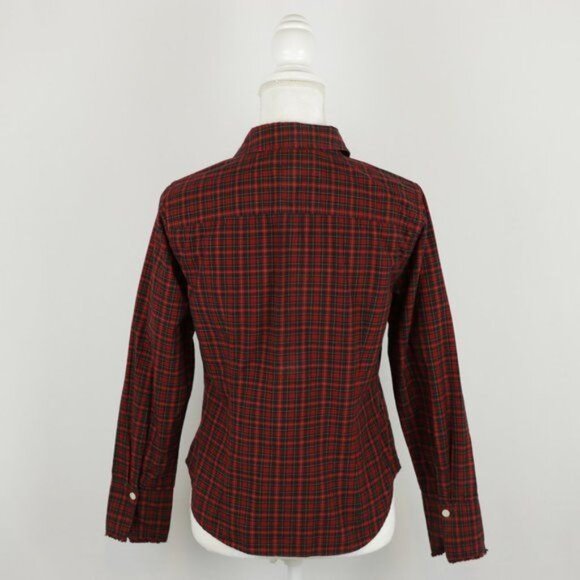 Eddie Bauer Women's Petite Small Black Red Plaid Long Sleeve Button Up Shirt - Picture 3 of 7